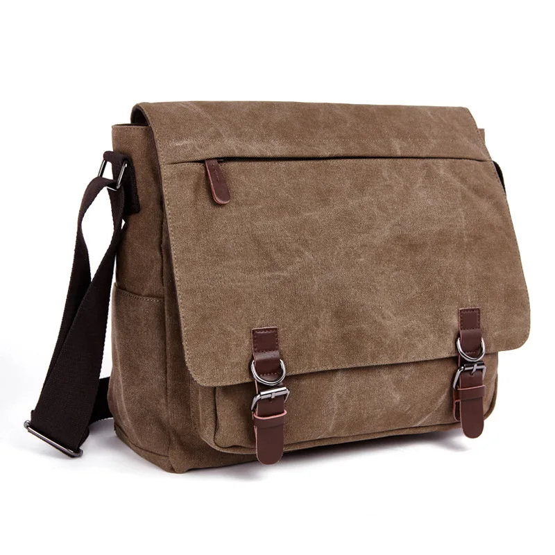 Messenger Bag Men Business Portable Shoulder Canvas Crossbody Pack Retro Casual Office Satchel Travel Bags Kit Vintage Y75A