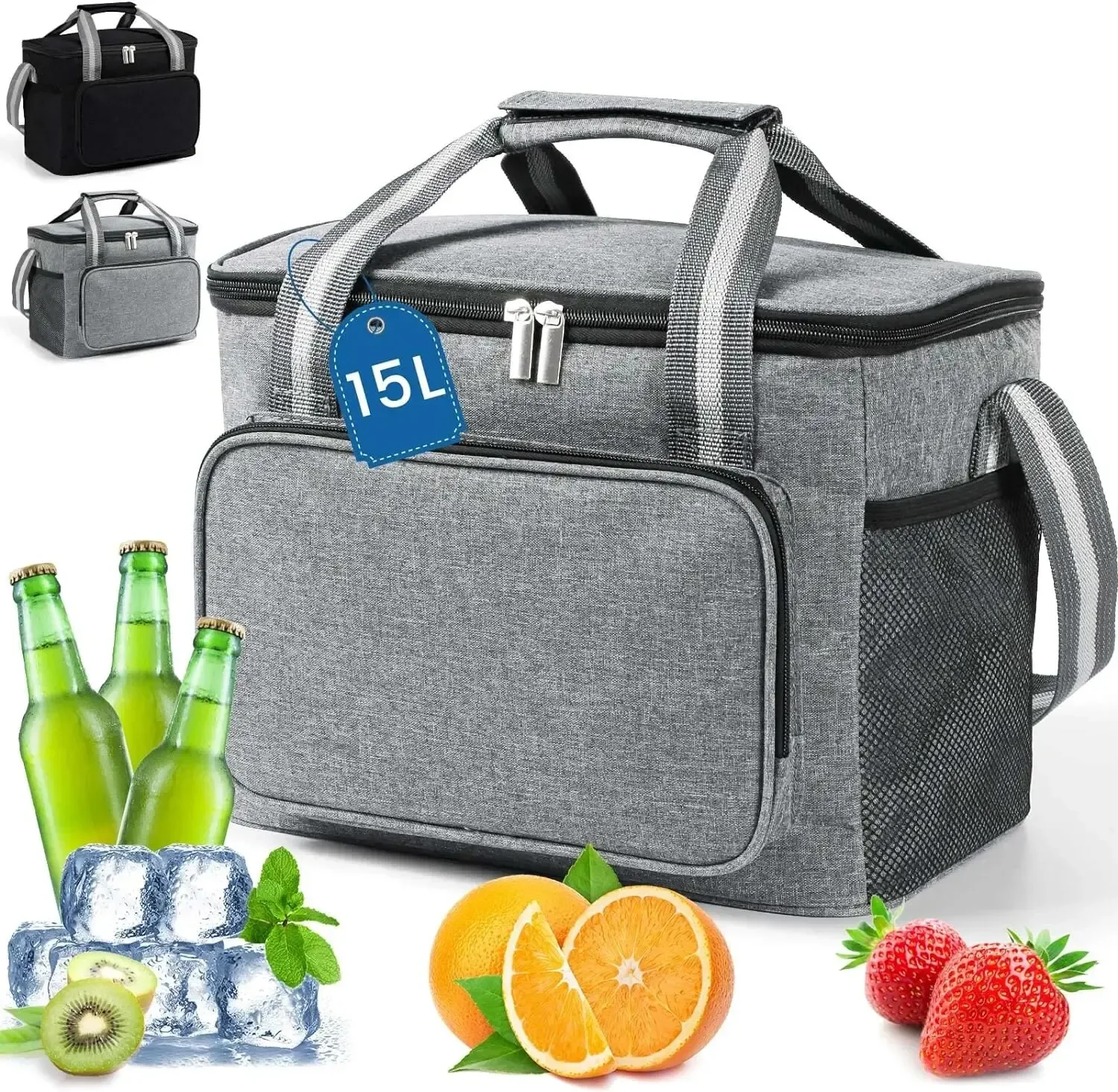 15L Foldable Thermal Bag for Picnics Small Portable Insulated Cooler Bag Lunch Box Waterproof Thermal Lunch Tote Handbags